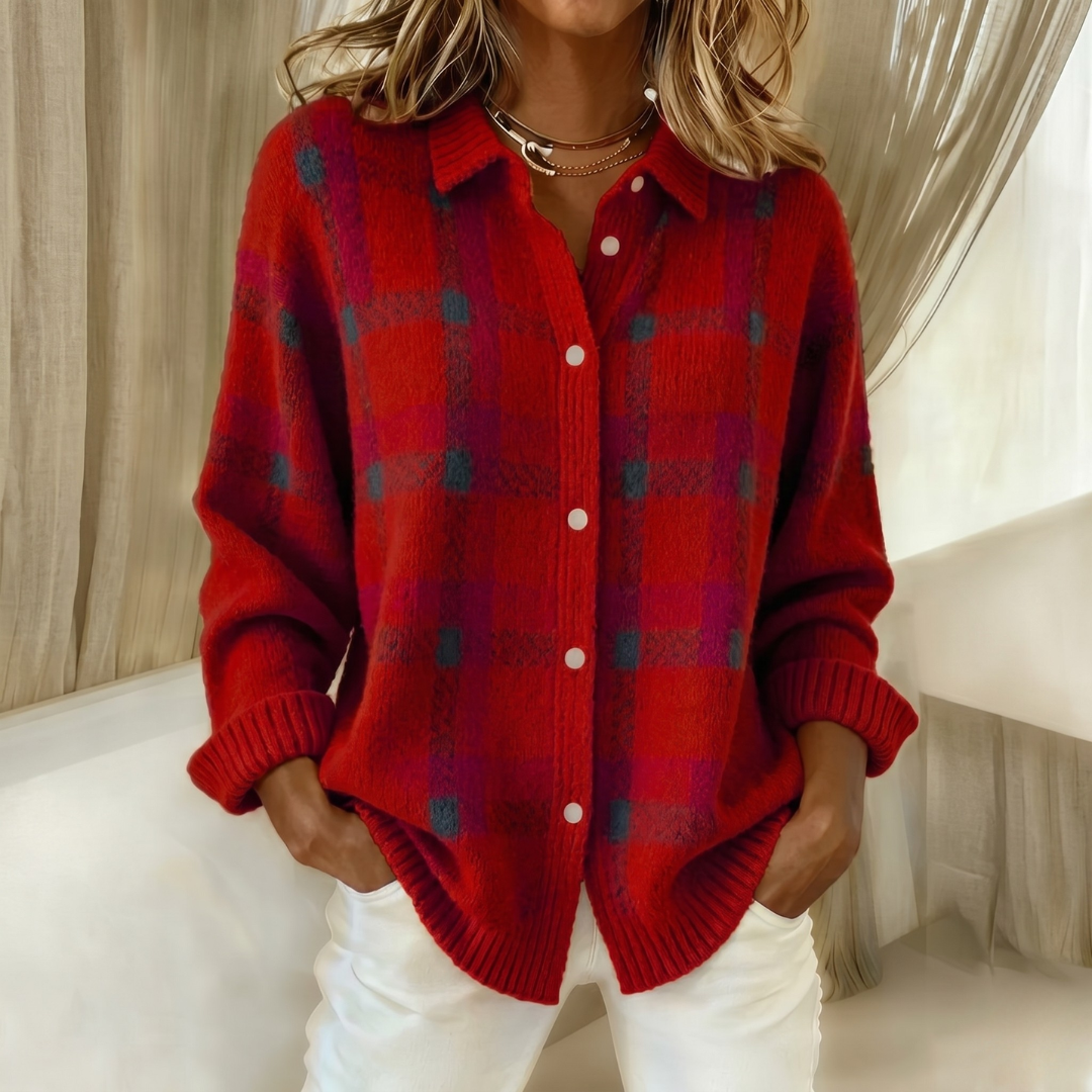 Danique cardigan souple à col boutonné - Rose