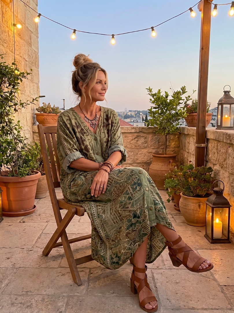 Robe midi boutonnée à poches