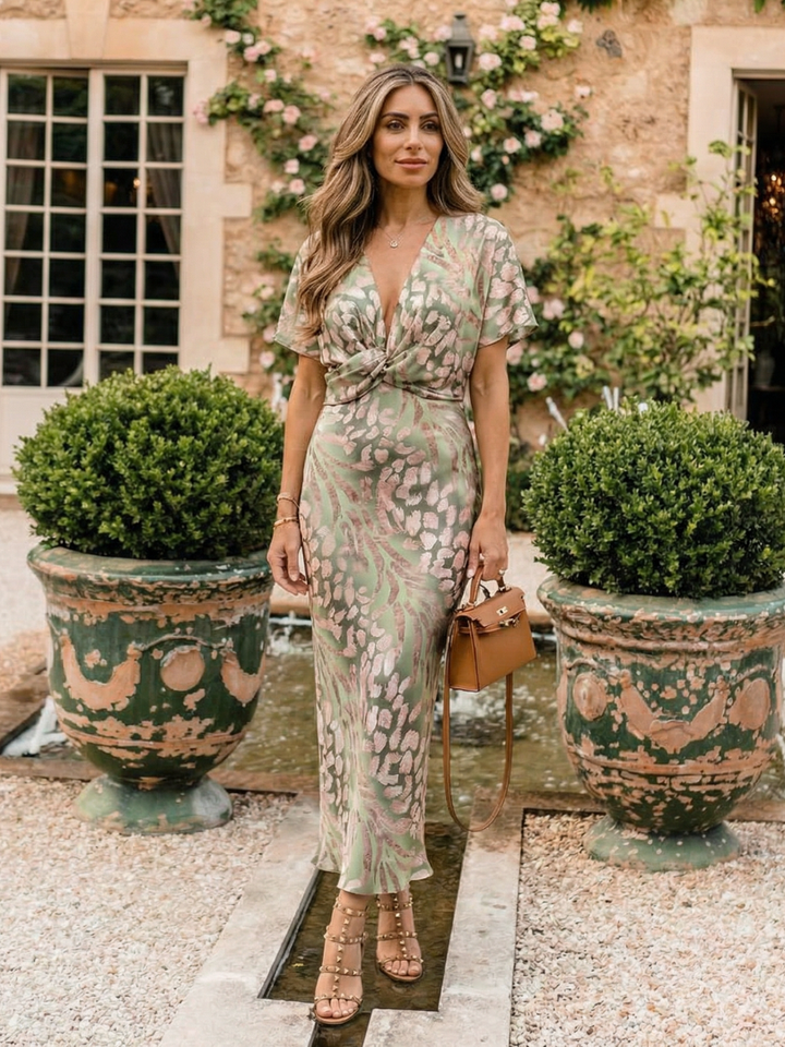 Robe midi à imprimé abstrait