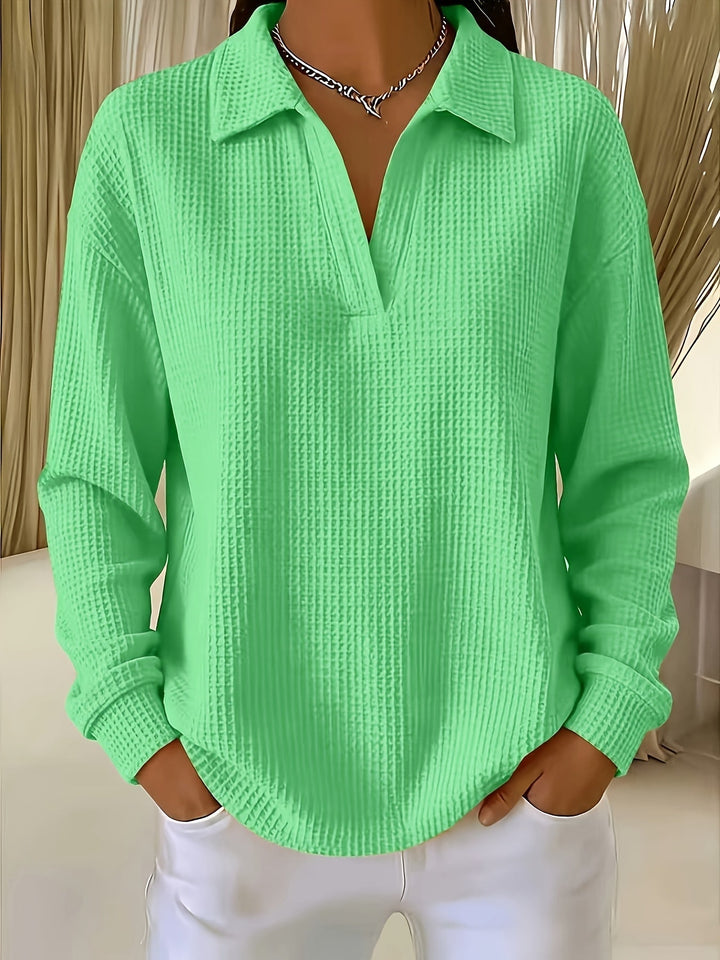 Daphnie - Gilet col polo texturé Vert - Meralie Boutique