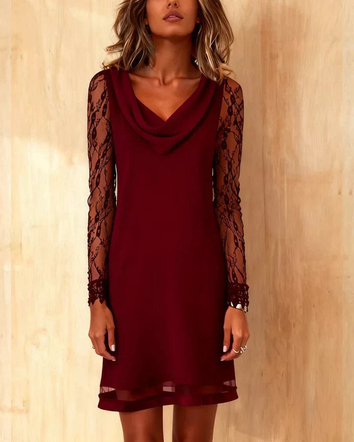 Carolina™ | Robe avec Manches en Dentelle et en Maille