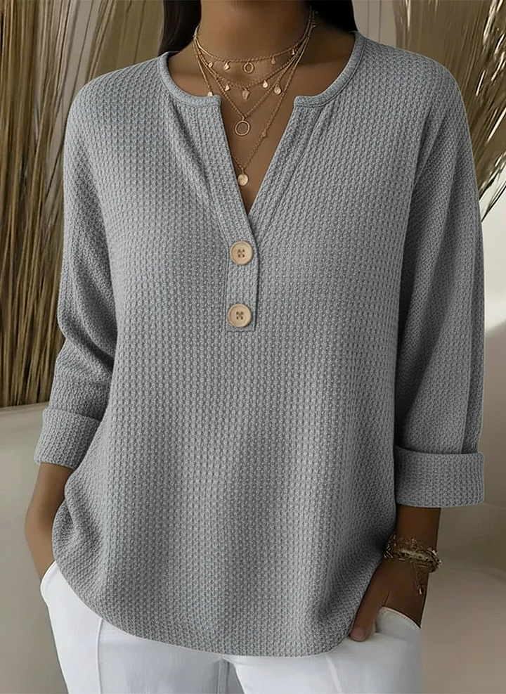 Giselle pull texturé à boutons - Gris