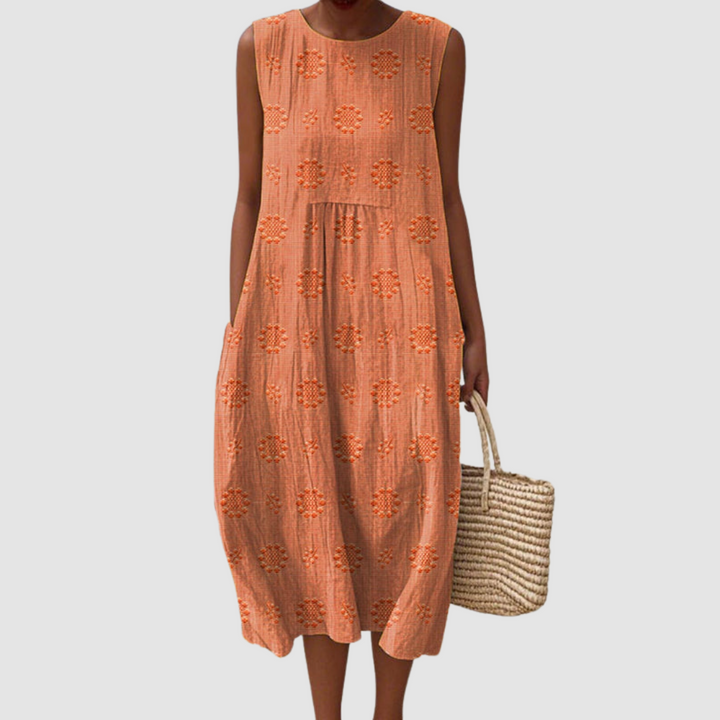 Robe midi en coton brodée Orange