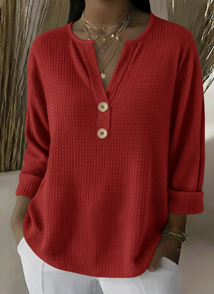 Giselle pull texturé à boutons - Rouge