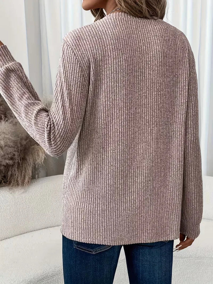 Valerie - Pull cotele encolure ronde Champagne - Meralie Boutique