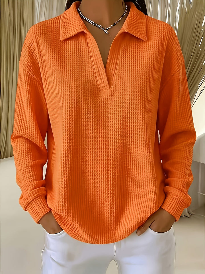 Daphnie - Gilet col polo texturé Orange - Meralie Boutique