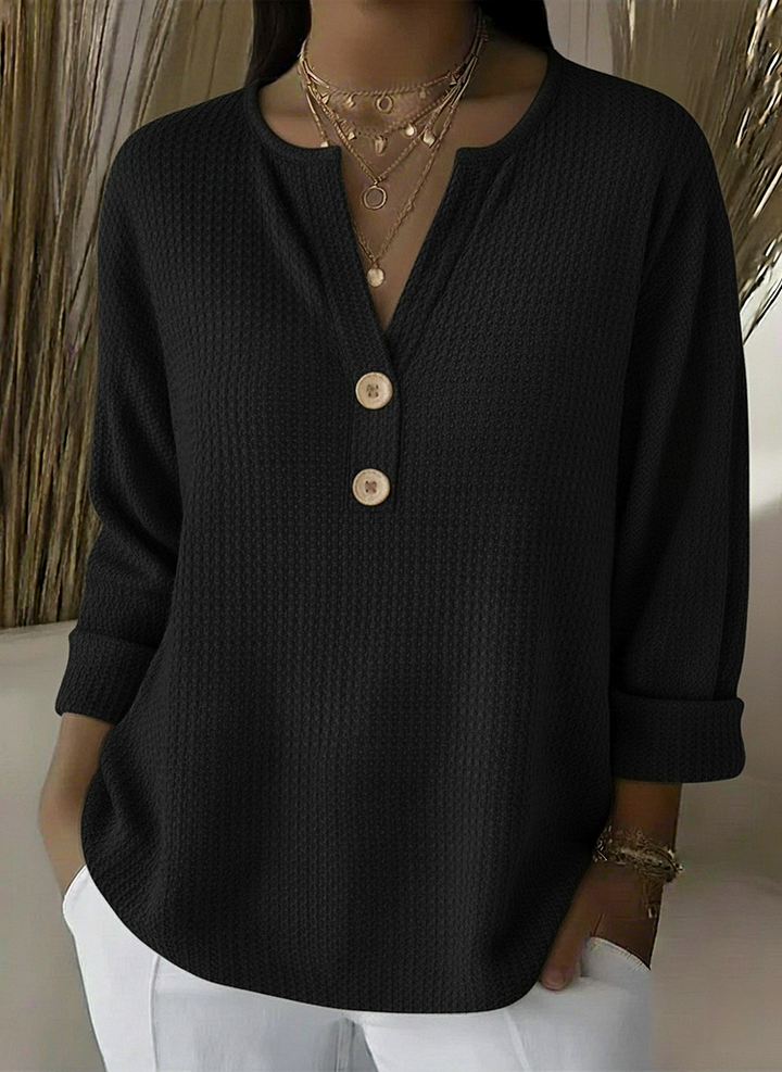 Giselle pull texturé à boutons - Noir