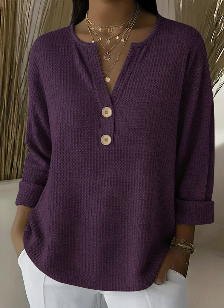 Giselle pull texturé à boutons - Violet