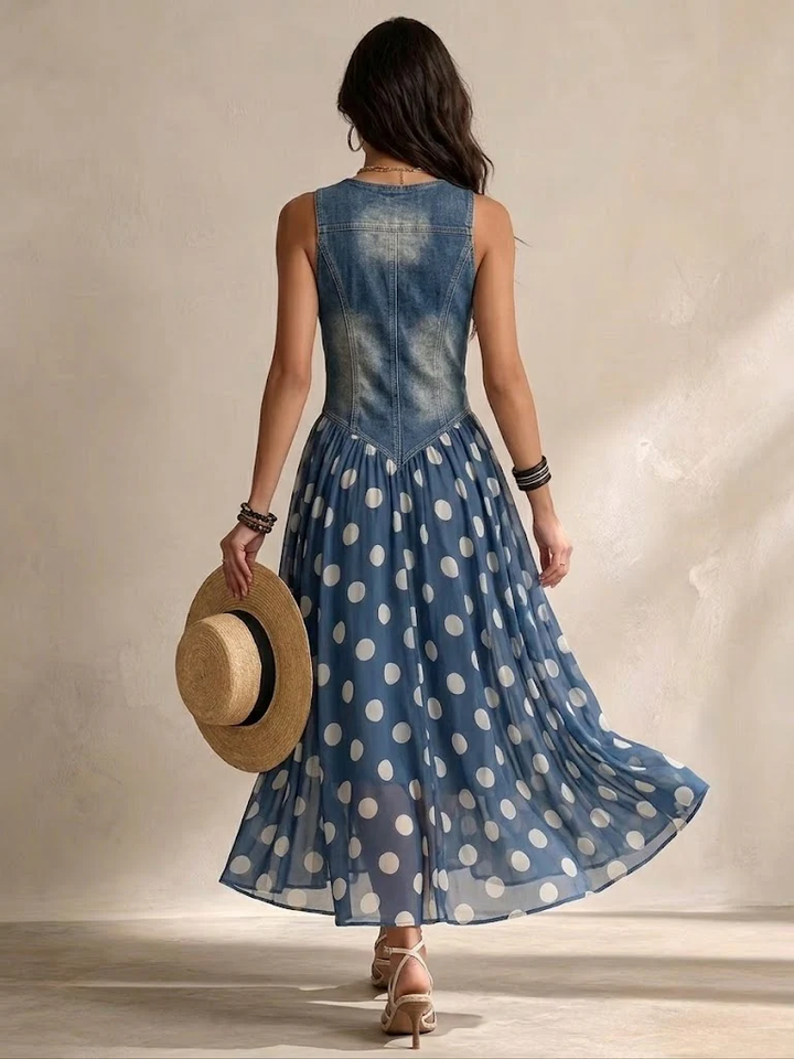 Robe midi à pois en mousseline