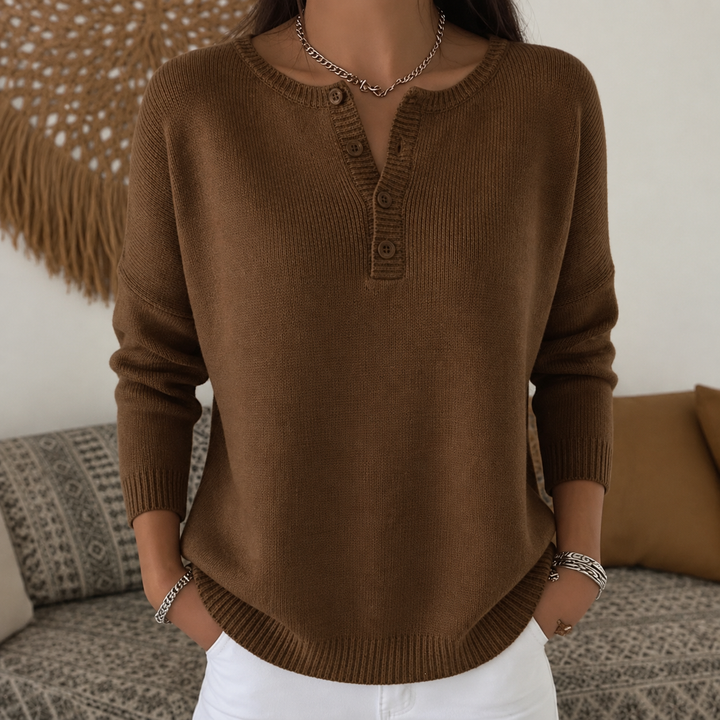 Margaux™ | Pull Tricoté à Boutons et Col V