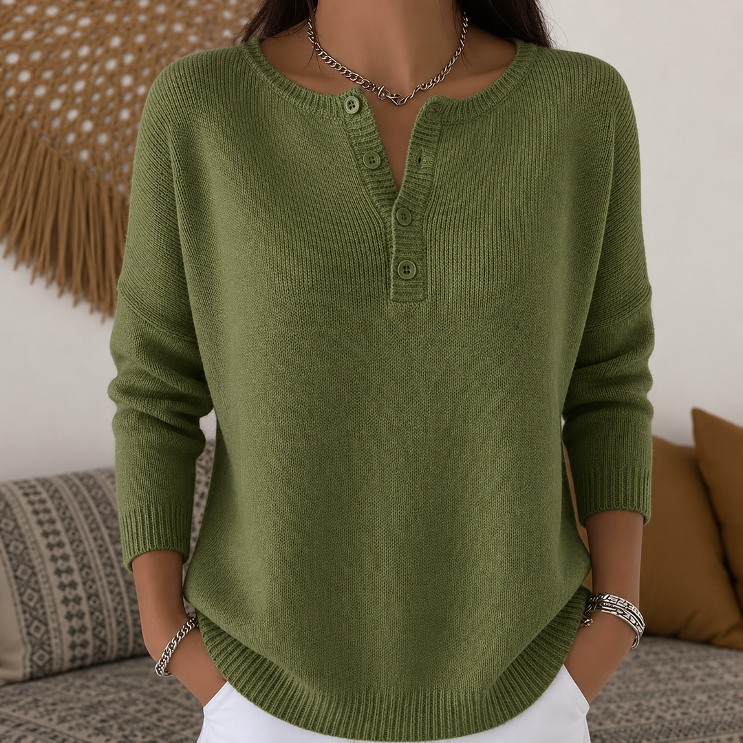 Margaux™ | Pull Tricoté à Boutons et Col V