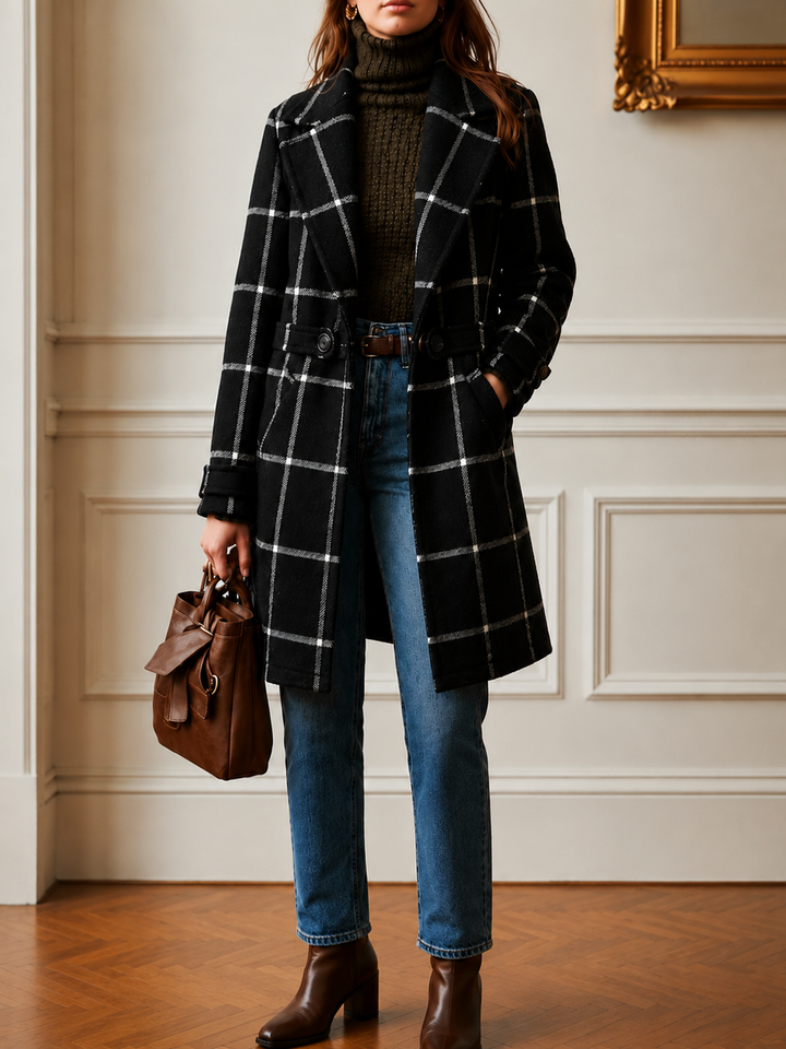 Zoé™ | Manteau à Carreaux en Laine