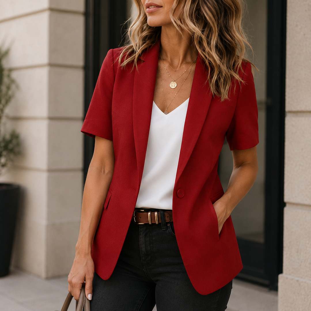 LISANNE™ – Blazer décontracté à manches courtes poli