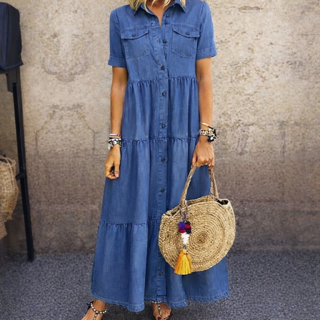 ELIZABETH | ROBE MIDI À BOUTON FRONTAL