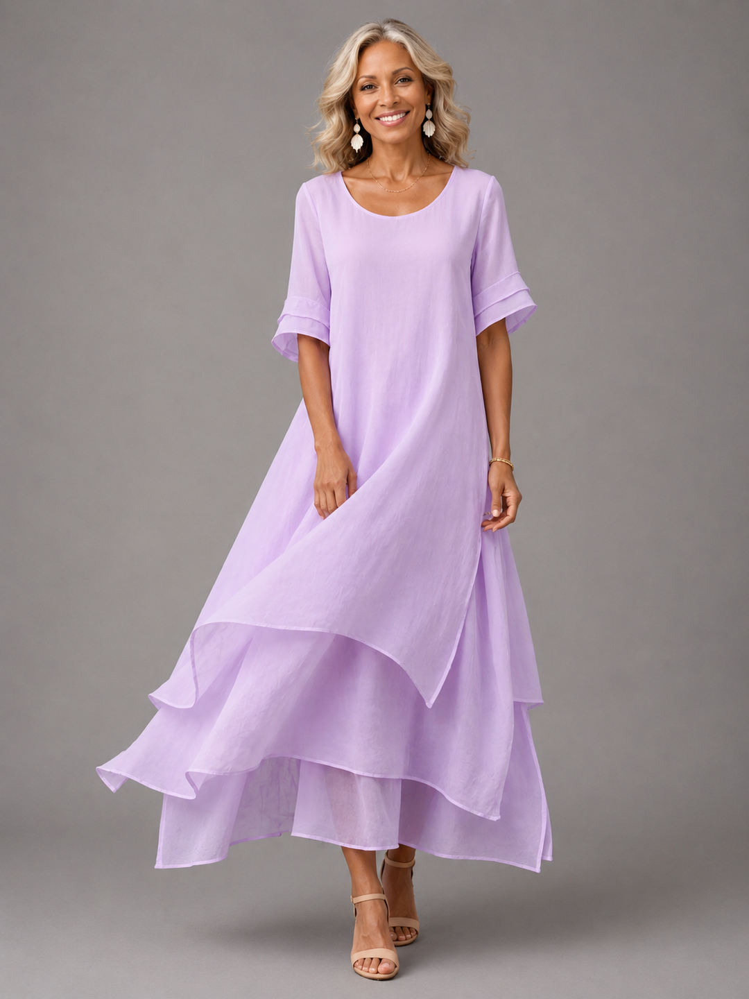 Robe maxi étagée Violet