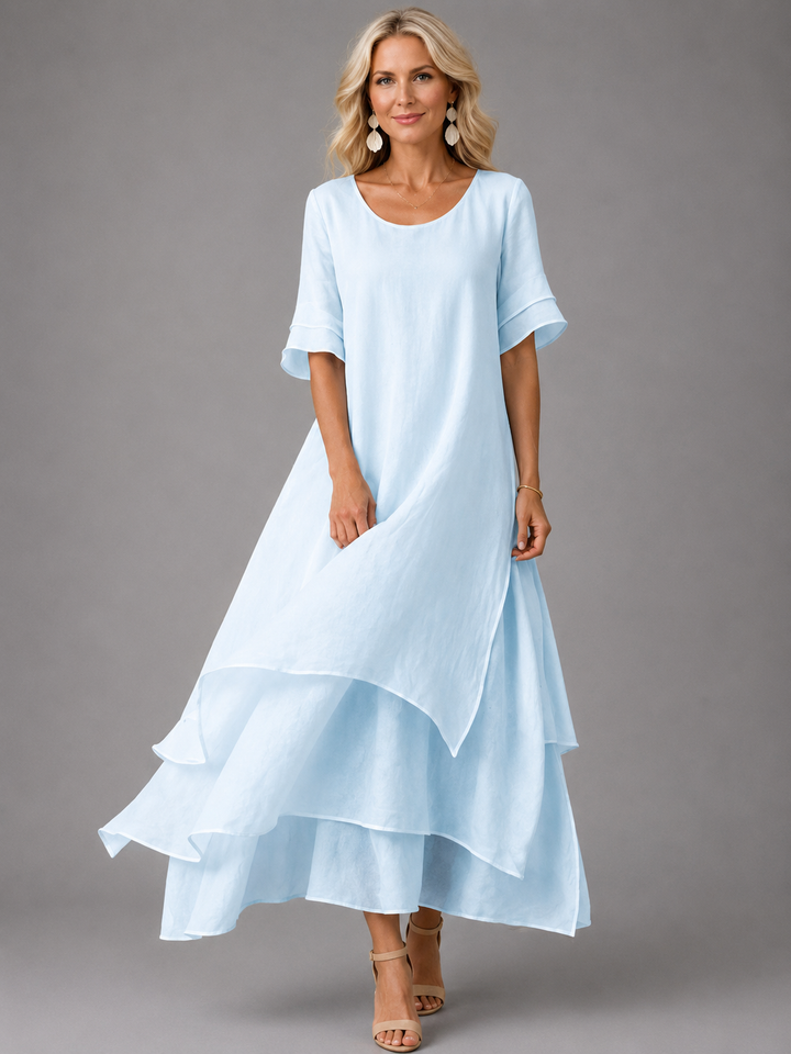 Robe maxi étagée Bleu