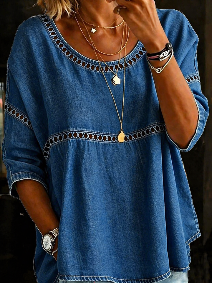 Blythea™ Blouse en Jean Décontractée et Confortable