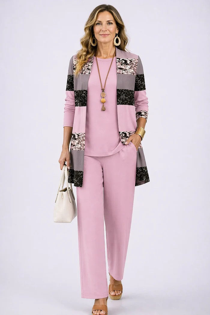 Ensemble trois pièces Rose