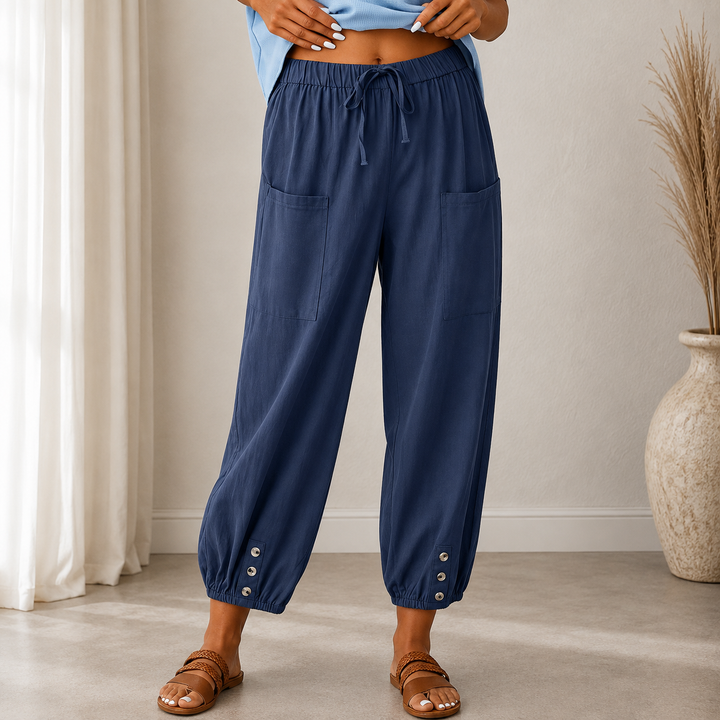 Jolie™ | Pantalon Large en Coton-Lin