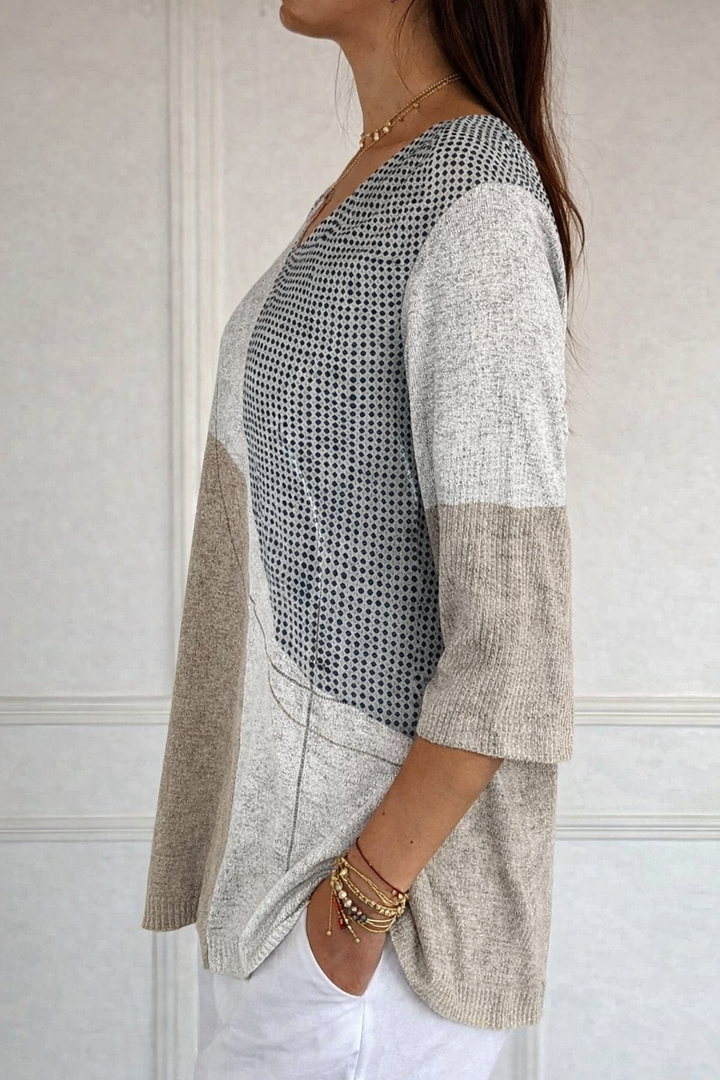 Pull en tricot décontracté avec motif géométrique abstrait pour femmes