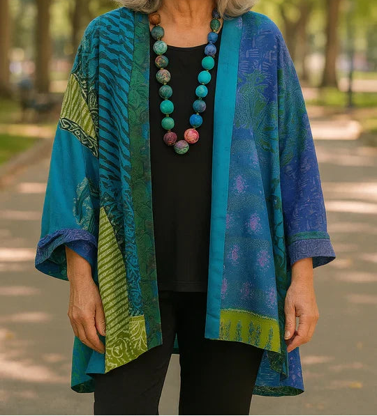 Astrid cardigan élégant à drapé - Bleu