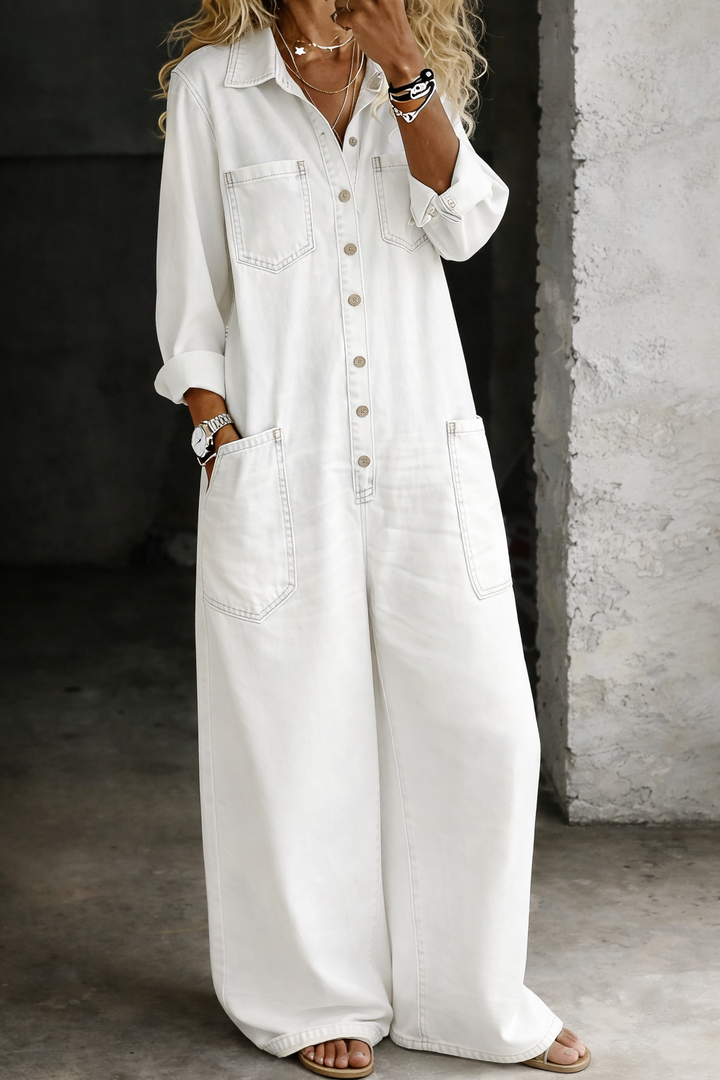 Lena - Combinaison denim confort Blanc - Meralie Boutique