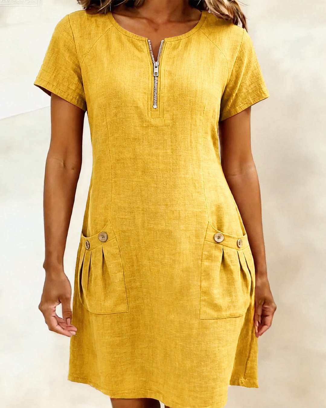 Robe en coton et lin Jaune