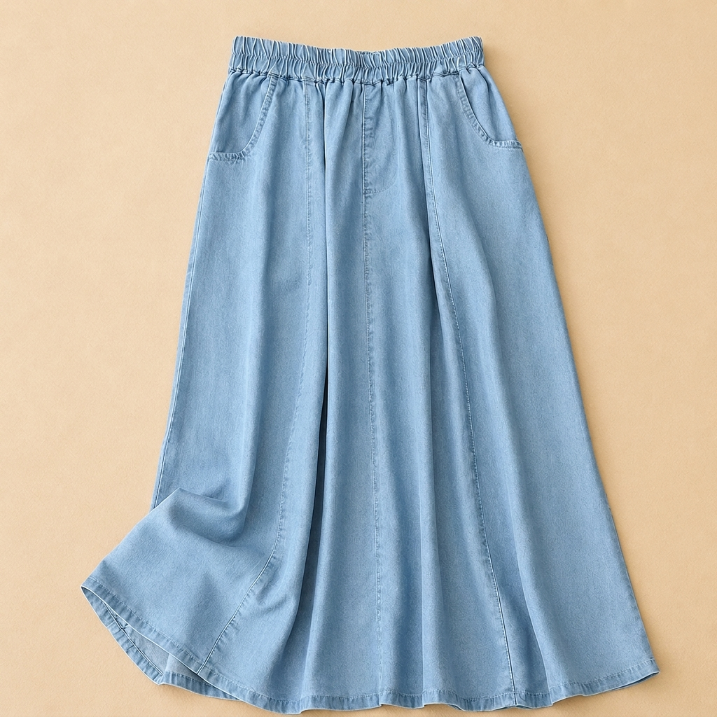 Capucine jupe trapèze en denim - Bleu Foncé