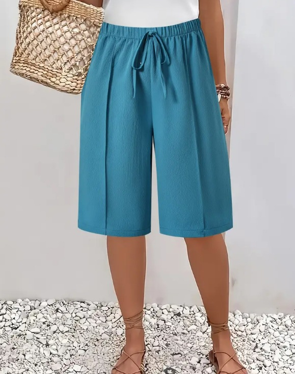 Short à taille élastique Bleu