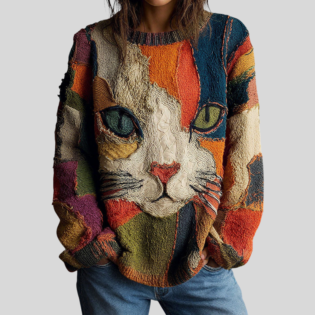 Zaïra haut artistique motif chat