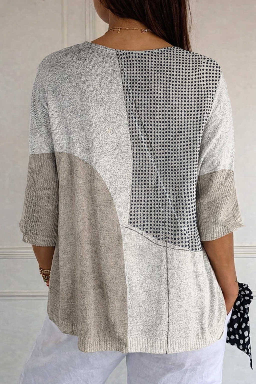 Pull en tricot décontracté avec motif géométrique abstrait pour femmes