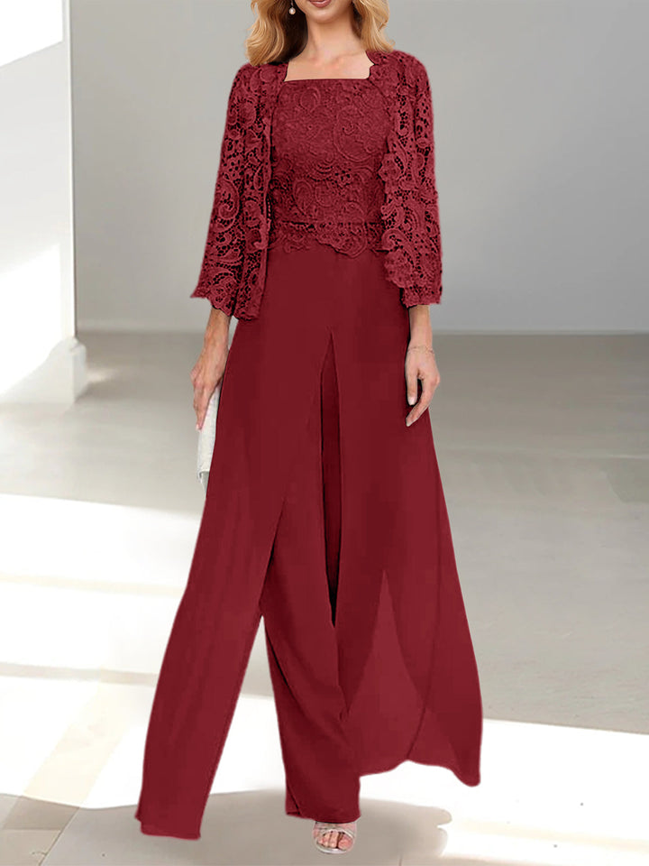 Ensemble pantalon en mousseline Bordeaux
