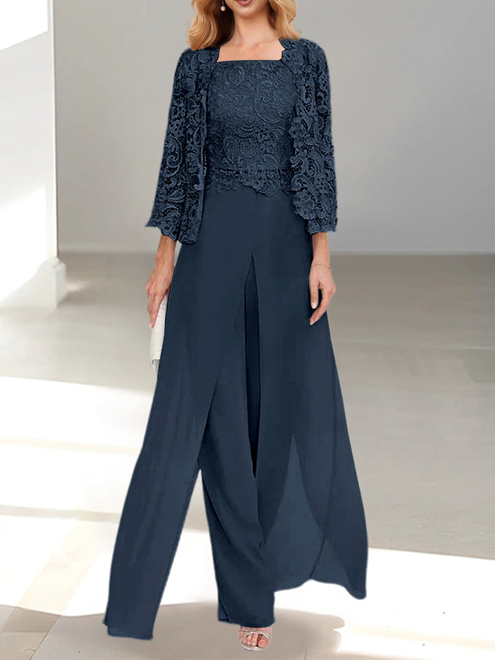 Ensemble pantalon en mousseline Bleu marine