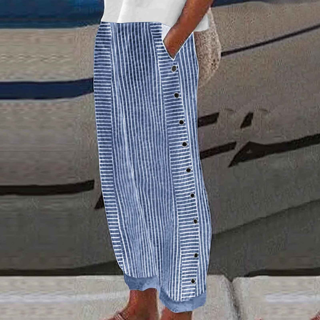 Vienne – Pantalons à Rayures avec Boutons