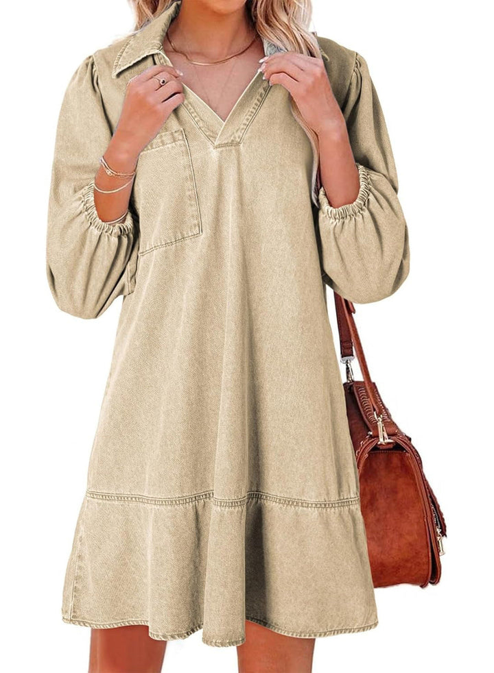 AMAIA™ – Robe Babydoll à Manches Bouffantes et Décolleté en V