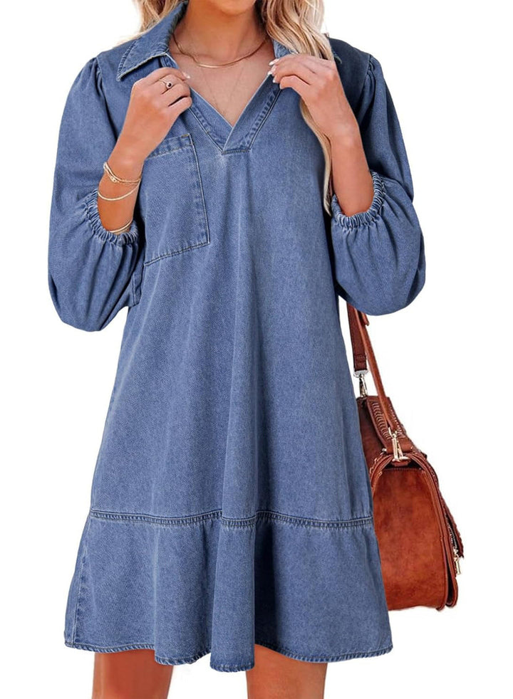 AMAIA™ – Robe Babydoll à Manches Bouffantes et Décolleté en V