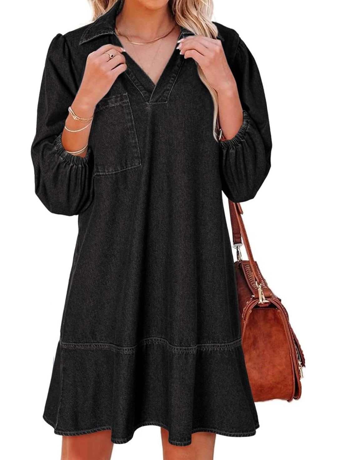 AMAIA™ – Robe Babydoll à Manches Bouffantes et Décolleté en V
