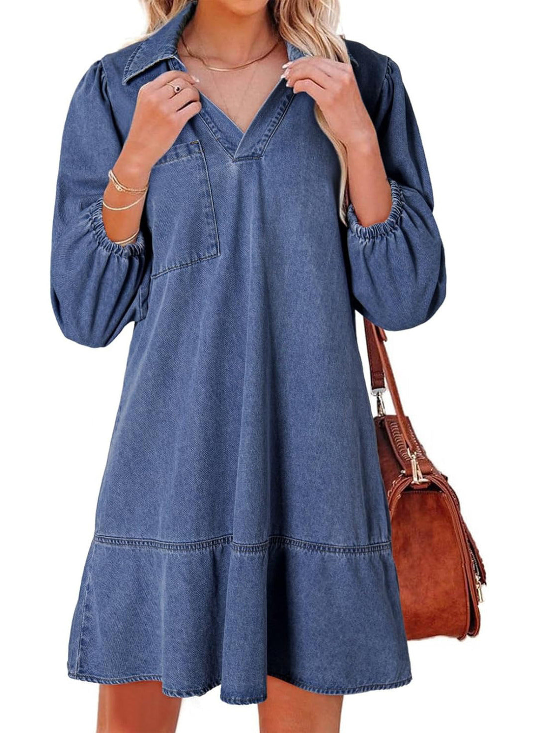 AMAIA™ – Robe Babydoll à Manches Bouffantes et Décolleté en V
