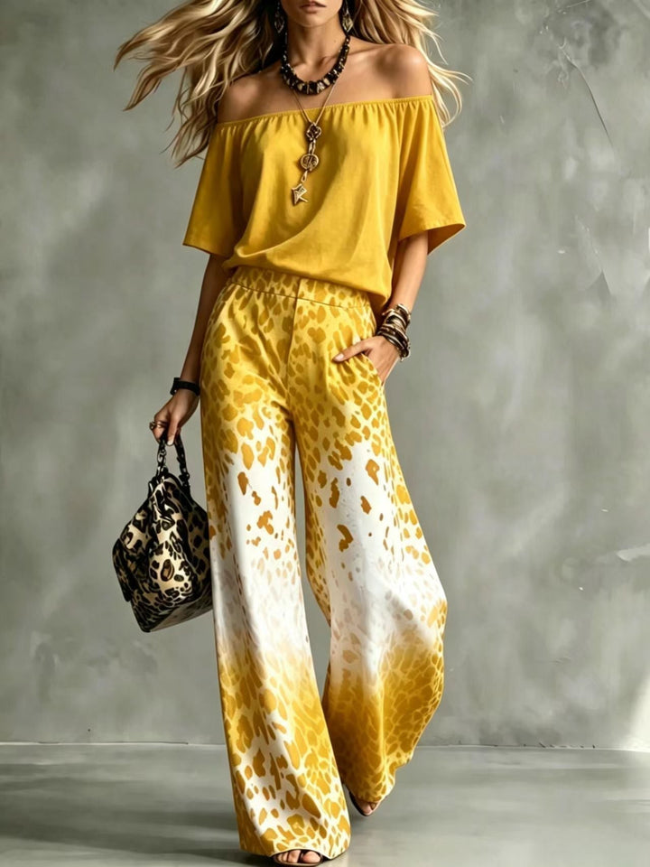 Ensemble deux pièces imprimé Jaune