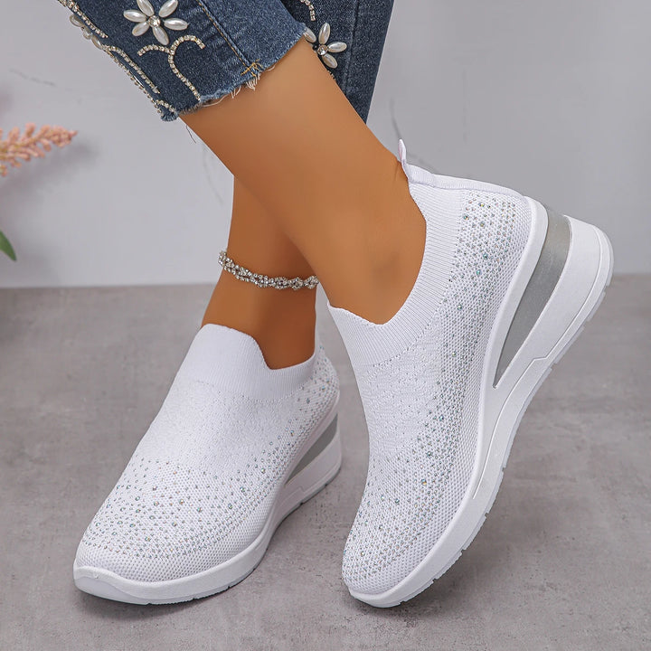 Faustine™ | Baskets Compensées à Strass