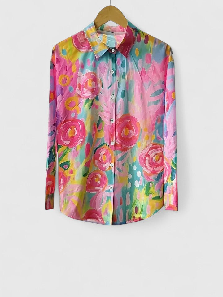 Anica - Blouse Artistique Vibrante avec Boutons