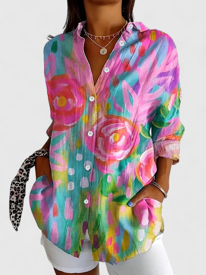 Anica - Blouse Artistique Vibrante avec Boutons