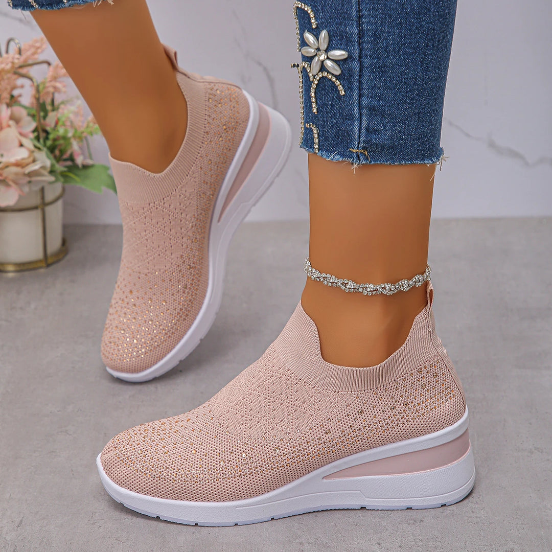 Faustine™ | Baskets Compensées à Strass