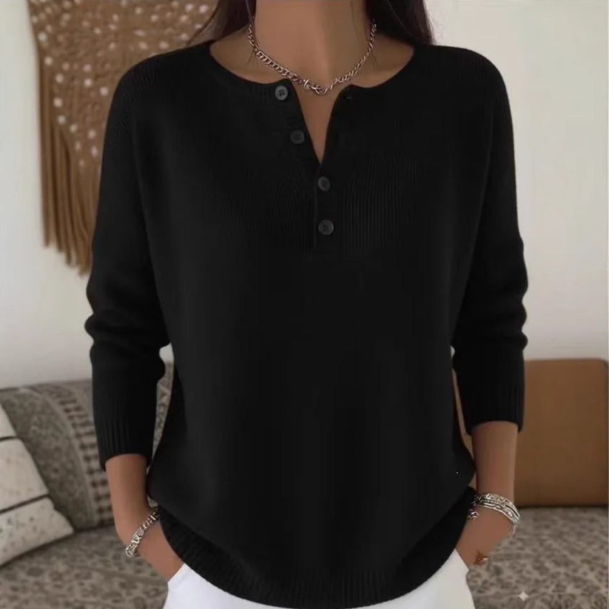 Margaux™ | Pull Tricoté à Boutons et Col V