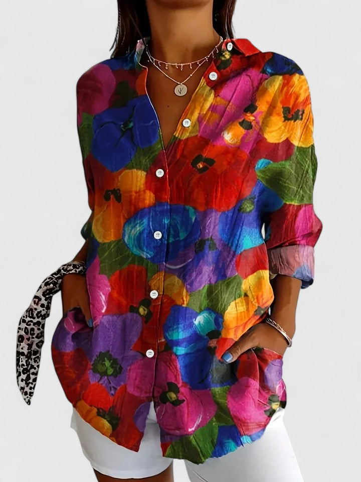 Anica - Blouse Artistique Vibrante avec Boutons