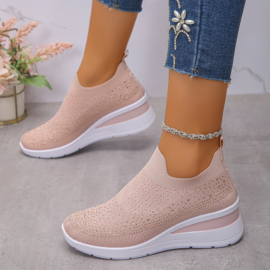 Faustine™ | Baskets Compensées à Strass