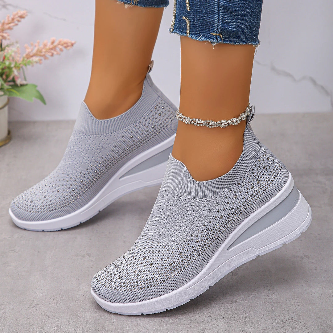 Faustine™ | Baskets Compensées à Strass