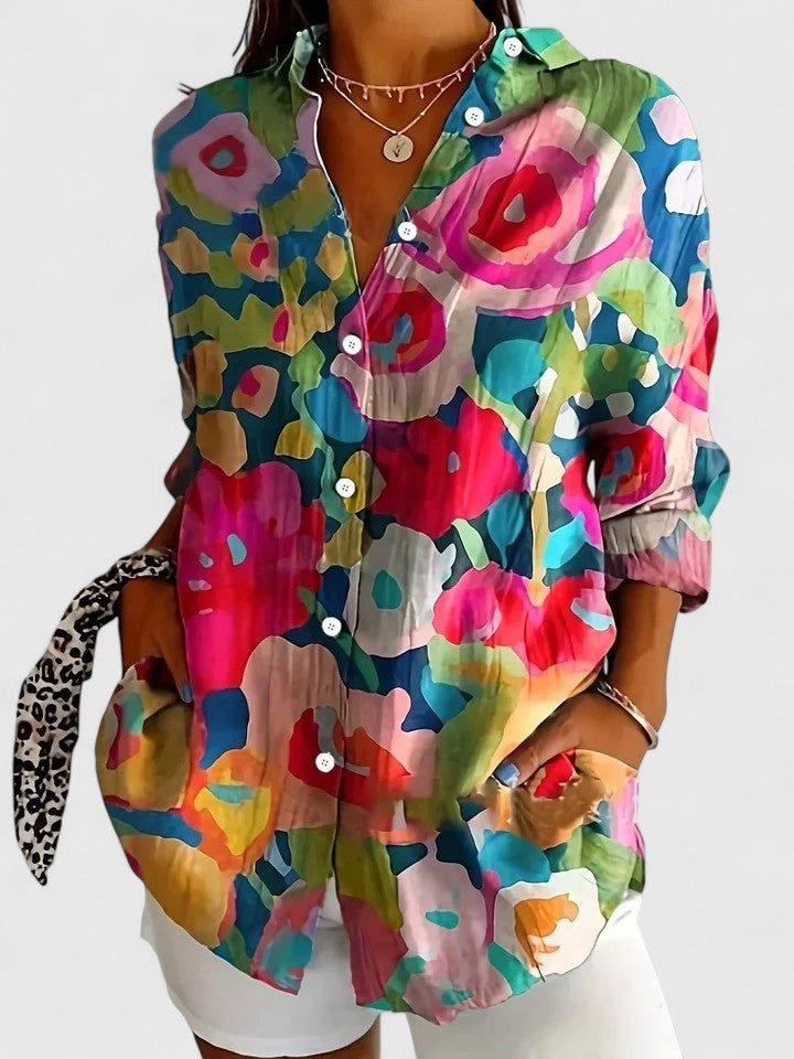 Anica - Blouse Artistique Vibrante avec Boutons