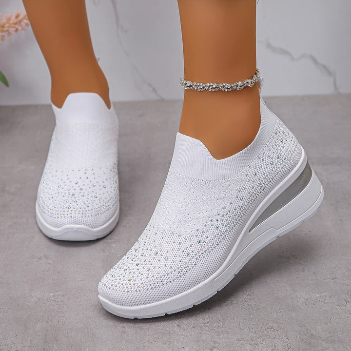 Faustine™ | Baskets Compensées à Strass