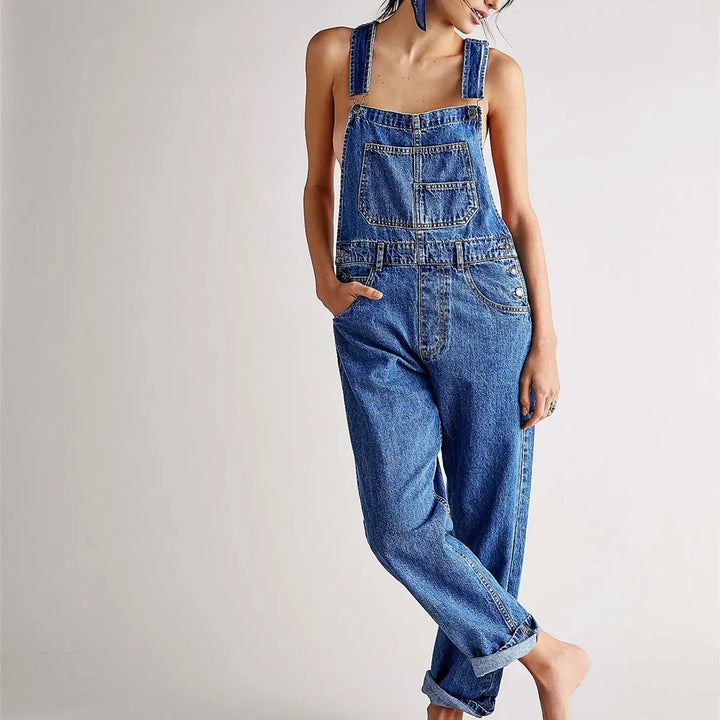 Riley - Salopette denim classique Bleu Profond - Meralie Boutique